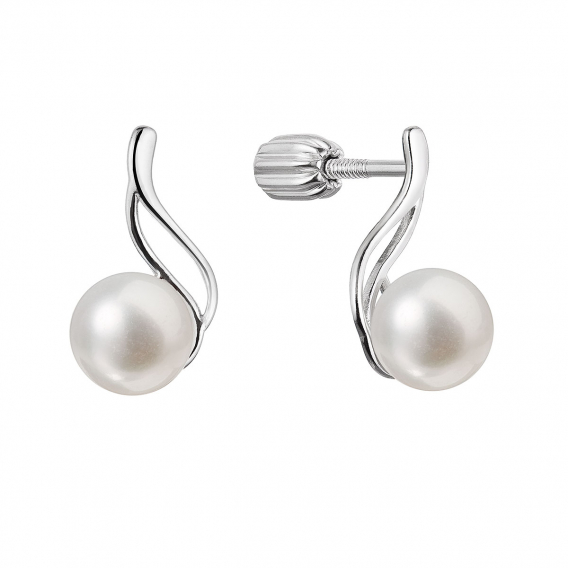 Obrázok pre Strieborné náušnice kôstky s riečnou perlou biela 21102.1B