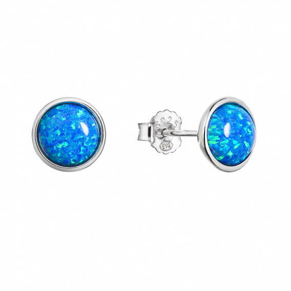 Obrázok pre Strieborné náušnice kôstky so syntetickým opálom modré 11465.3 blue