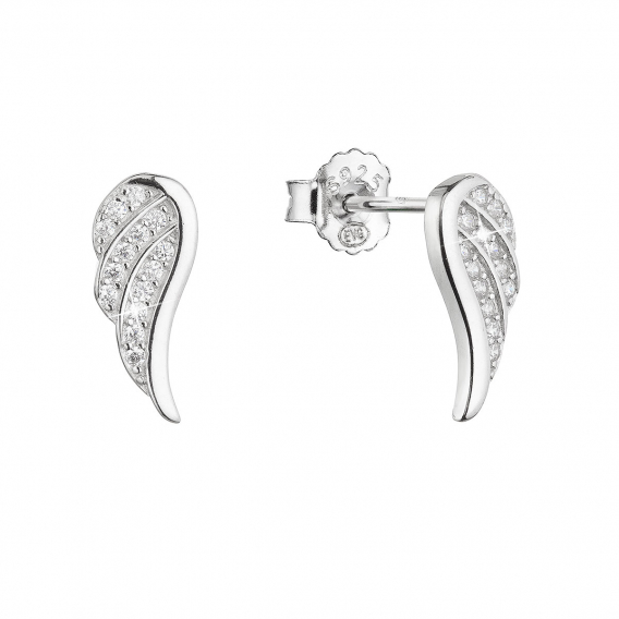 Obrázok pre Strieborné náušnice kôstky so zirkónmi biela krídla 11440.1