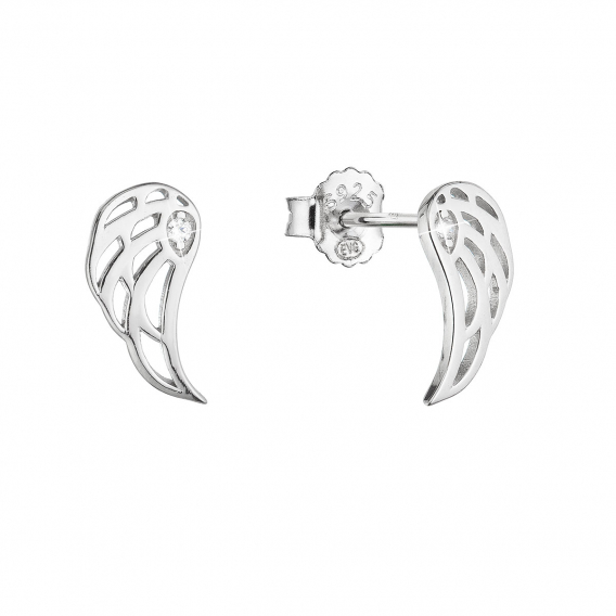 Obrázok pre Strieborné náušnice krídla so zirkónom 11456.1