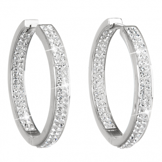 Obrázok pre Strieborné náušnice kruhy s kryštálmi Swarovski biely kruh 31122.1