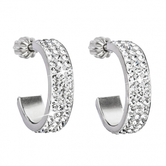 Obrázok pre Strieborné náušnice kruhy s kryštálmi Swarovski biely polkruh 31119.1