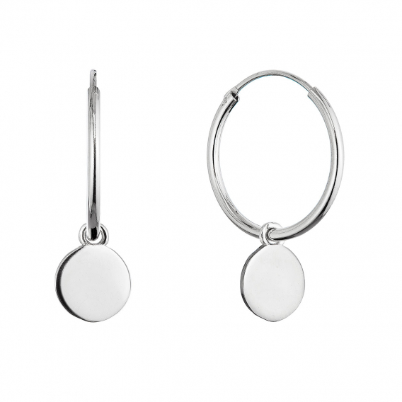Obrázok pre Strieborné náušnice kruhy s lesklou placičkou 61058