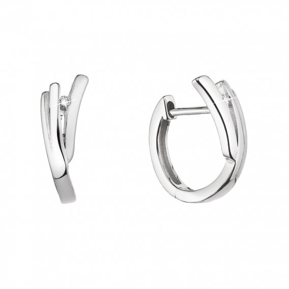 Obrázok pre Strieborné náušnice kruhy s malým zirkónikom v bielej farbe 11445.1
