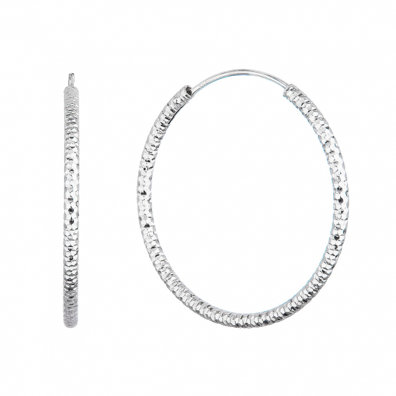 Obrázok pre Strieborné náušnice kruhy s ozdobným prelisovaním 61006