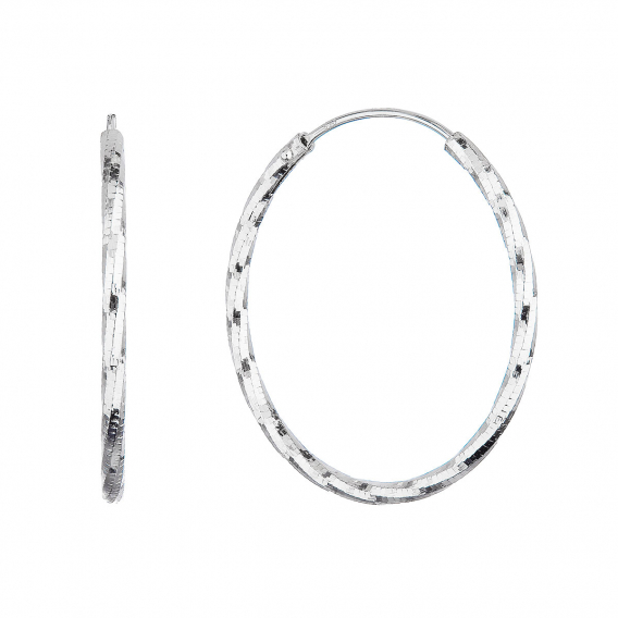 Obrázok pre Strieborné náušnice kruhy s ozdobným prelisovaním 61007