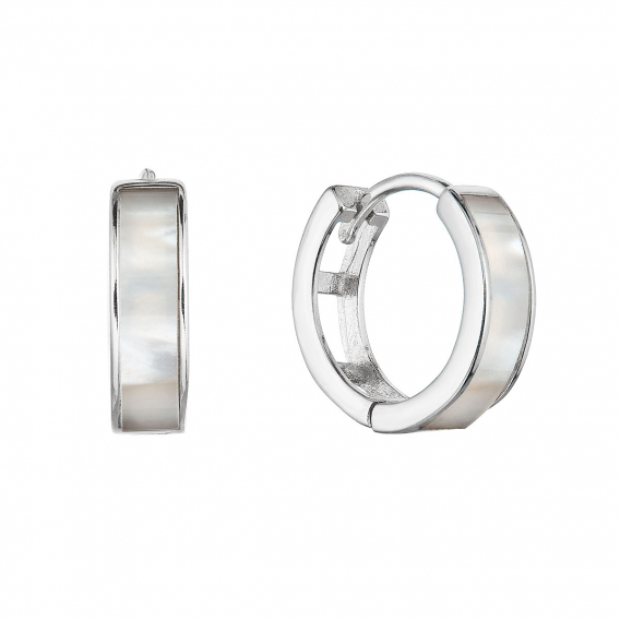 Obrázok pre Strieborné náušnice kruhy s perleťou 11428.1 perleť