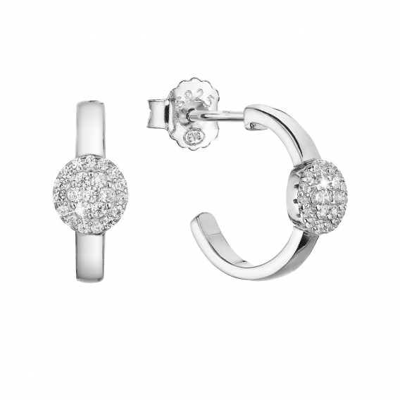 Obrázok pre Strieborné náušnice kruhy so zirkónmi 11437.1 crystal
