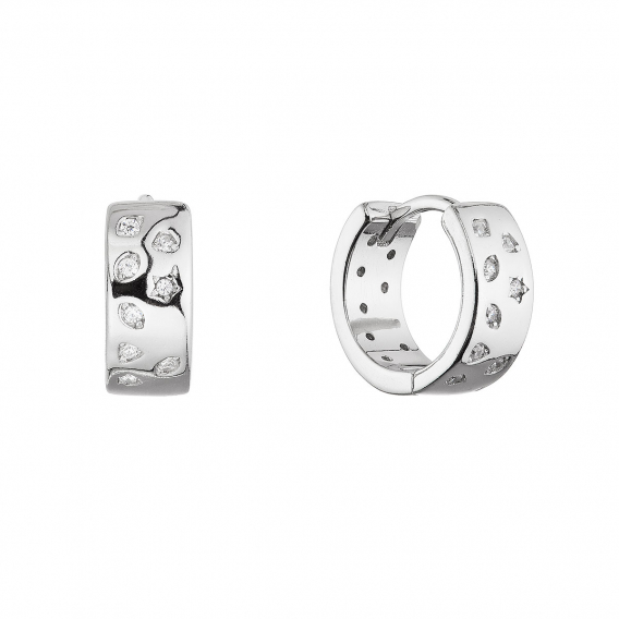 Obrázok pre Strieborné náušnice kruhy so zirkónmi 11615.1