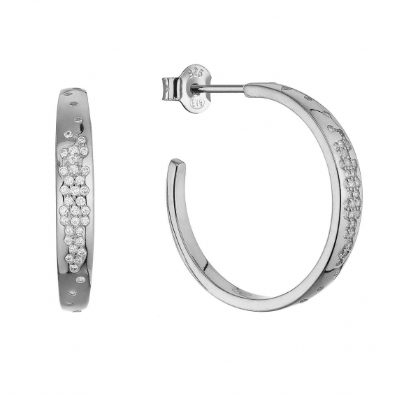 Obrázok pre Strieborné náušnice kruhy so zirkónmi 11774.1