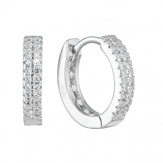 Obrázok pre Strieborné náušnice kruhy so zirkónom v bielej farbe 11238.1