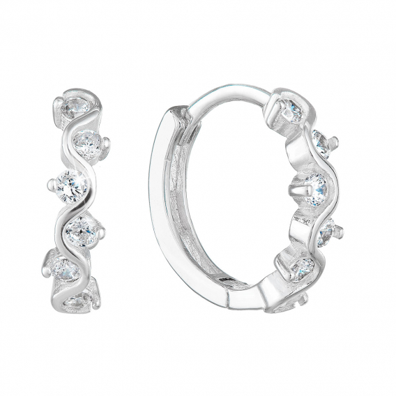 Obrázok pre Strieborné náušnice kruhy so zirkónom v bielej farbe 11244.1