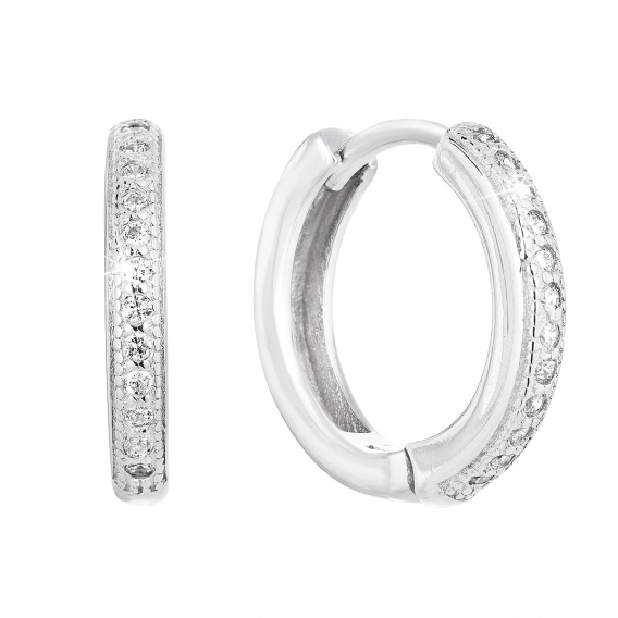 Obrázok pre Strieborné náušnice kruhy so zirkónom v bielej farbe 11316.1