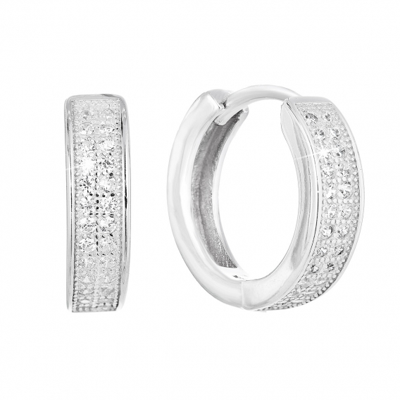 Obrázok pre Strieborné náušnice kruhy so zirkónom v bielej farbe 11317.1