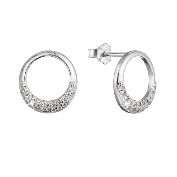 Obrázok pre Strieborné náušnice krúžky so zirkónmi 11528.1 crystal