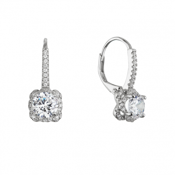 Obrázok pre Strieborné náušnice kvietky so zirkónmi 11635.1