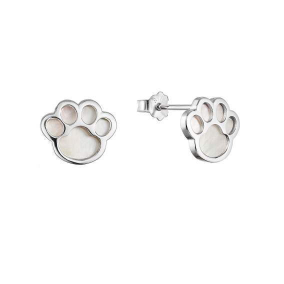 Obrázok pre Strieborné náušnice labky s perleťou 11519.1 perleť