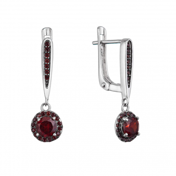 Obrázok pre Strieborné náušnice luxusné s granátmi 11494.3