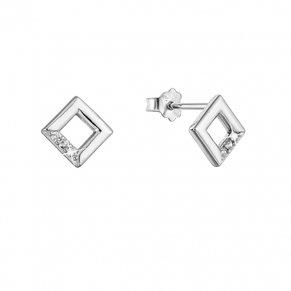 Obrázok pre Strieborné náušnice malé kosoštvorčeky so zirkónmi 11526.1 crystal