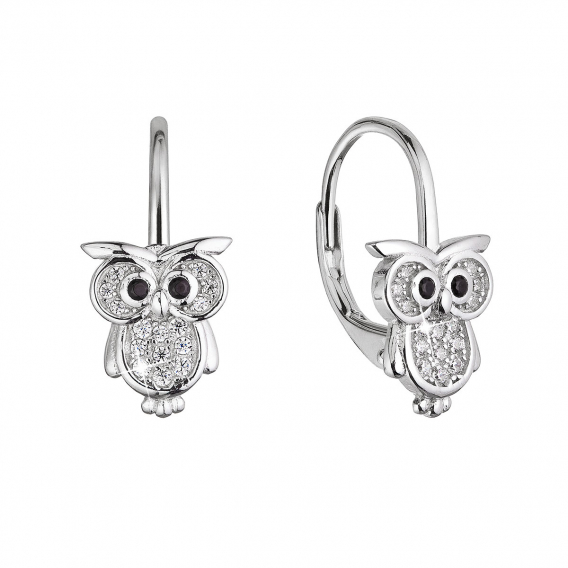 Obrázok pre Strieborné náušnice malej sovy so zirkónmi 11501.1 crystal