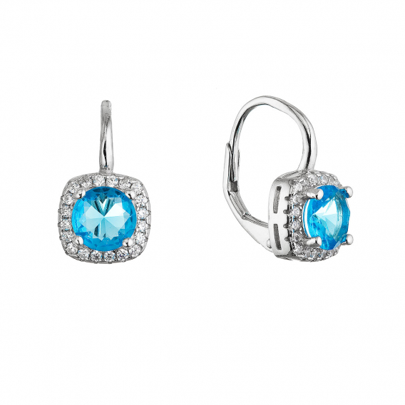 Obrázok pre Strieborné náušnice modré štvorčeky 11634.3
