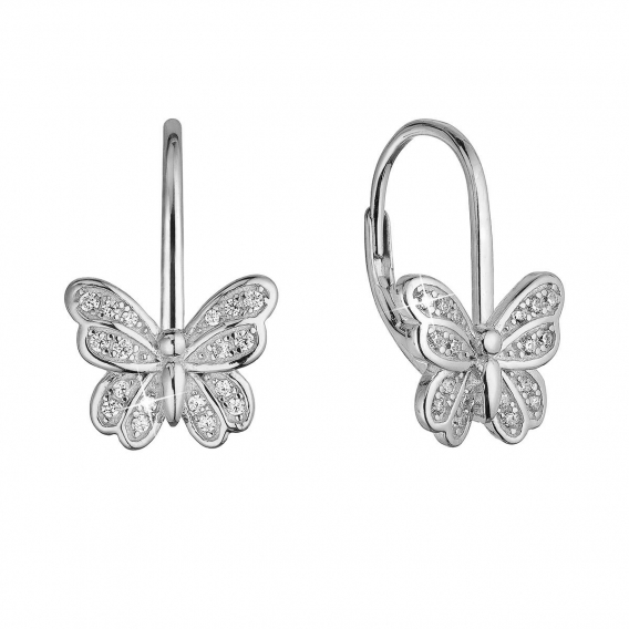 Obrázok pre Strieborné náušnice motýliky so zirkónmi 11500.1 crystal