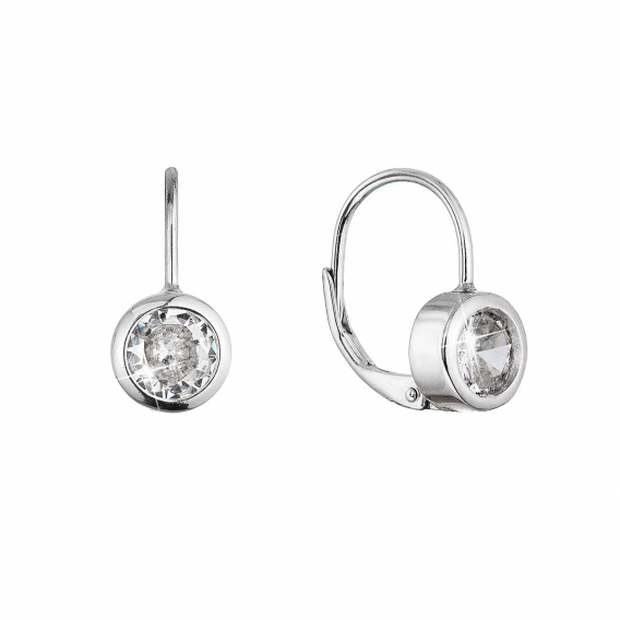 Obrázok pre Strieborné náušnice okrúhle s výrazným zirkónom 11536.1