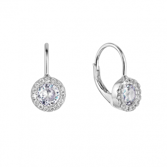 Obrázok pre Strieborné náušnice okrúhle so zirkónmi 11475.1 crystal