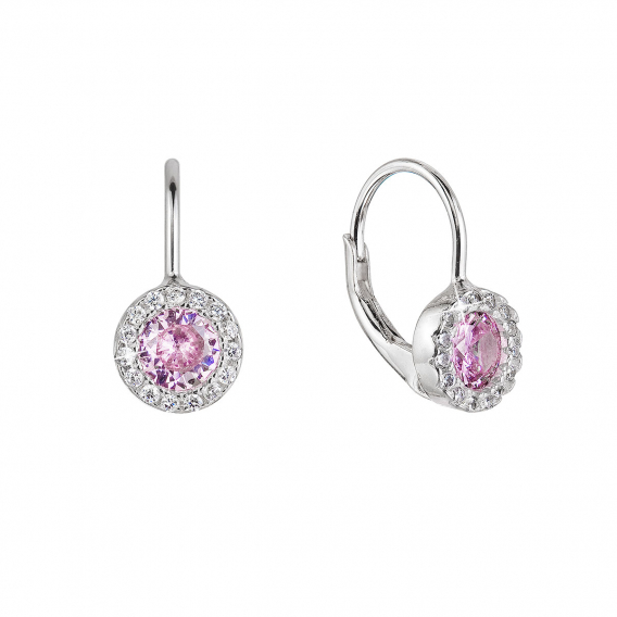 Obrázok pre Strieborné náušnice okrúhle so zirkónmi 11475.3 rose