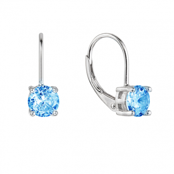 Obrázok pre Strieborné náušnice okrúhle so zirkónmi 11477.3 aqua