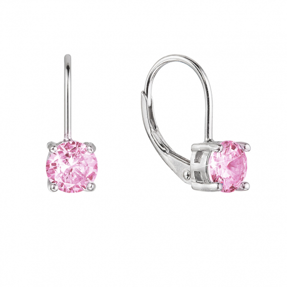 Obrázok pre Strieborné náušnice okrúhle so zirkónmi 11477.3 rose