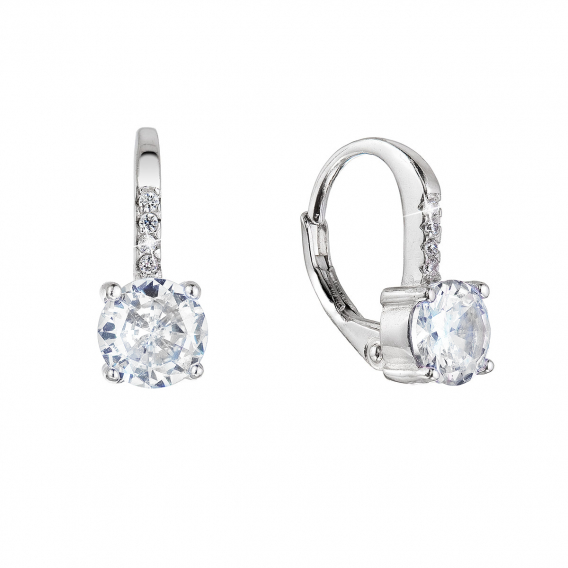 Obrázok pre Strieborné náušnice okrúhle so zirkónmi 11478.1 crystal