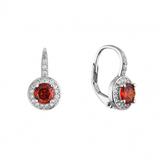 Obrázok pre Strieborné náušnice okrúhle so zirkónmi 11637.3 garnet