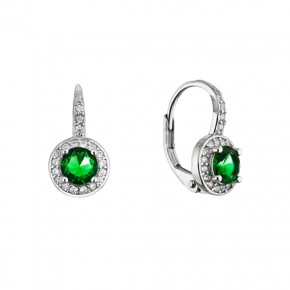 Obrázok pre Strieborné náušnice okrúhle so zirkónmi 11637.3 zelené