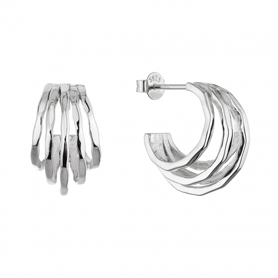 Obrázok pre Strieborné náušnice päť vlnitých kruhov 61081
