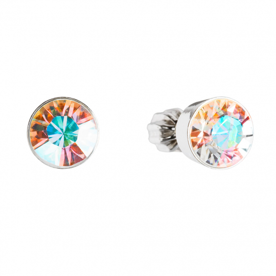 Obrázok pre Strieborné náušnice pecka s kryštálmi Swarovski AB efekt okrúhle 31113.2