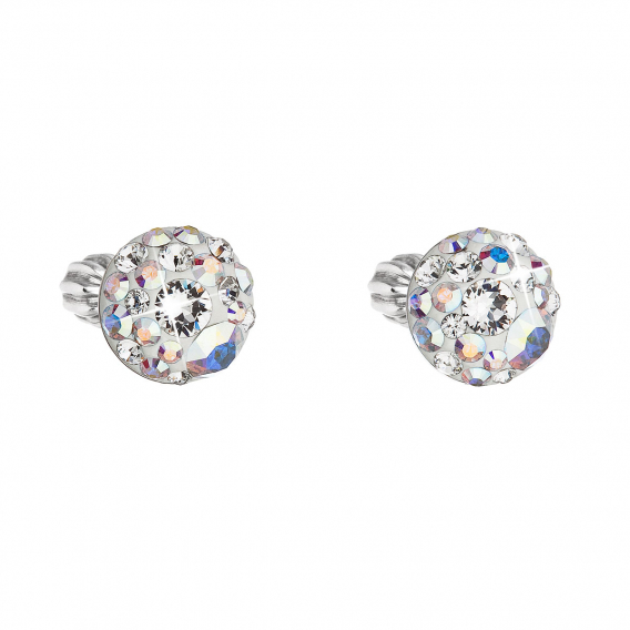 Obrázok pre Strieborné náušnice pecka s kryštálmi Swarovski ab efekt okrúhle 31336.2