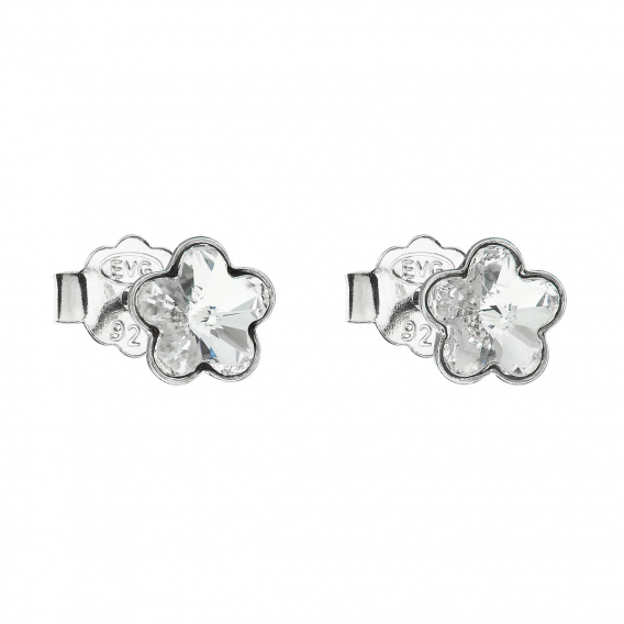 Obrázok pre Strieborné náušnice pecka s kryštálmi Swarovski biela kvietka 31080.1