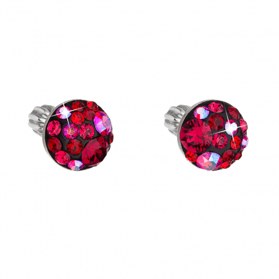 Obrázok pre Strieborné náušnice pecka s kryštálmi Swarovski červené okrúhle 31336.3 cherry