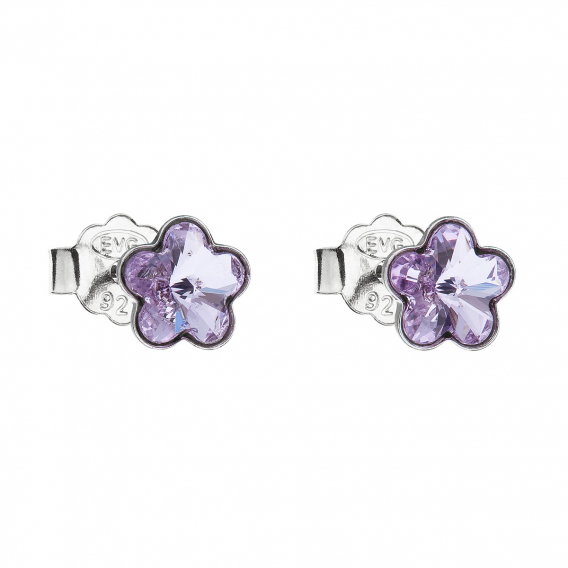 Obrázok pre Strieborné náušnice pecka s kryštálmi Swarovski fialová kvietka 31080.3