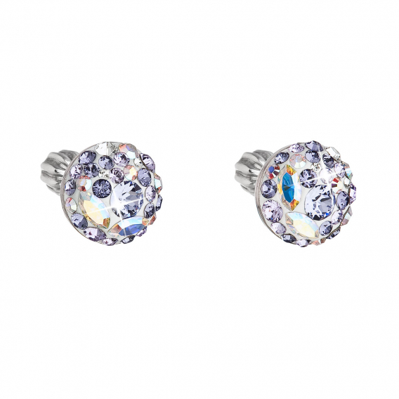 Obrázok pre Strieborné náušnice pecka s kryštálmi Swarovski fialové okrúhle 31336.3 violet