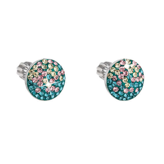 Obrázok pre Strieborné náušnice pecka s kryštálmi Swarovski mix farieb okrúhle 31336.3 magic indicolite