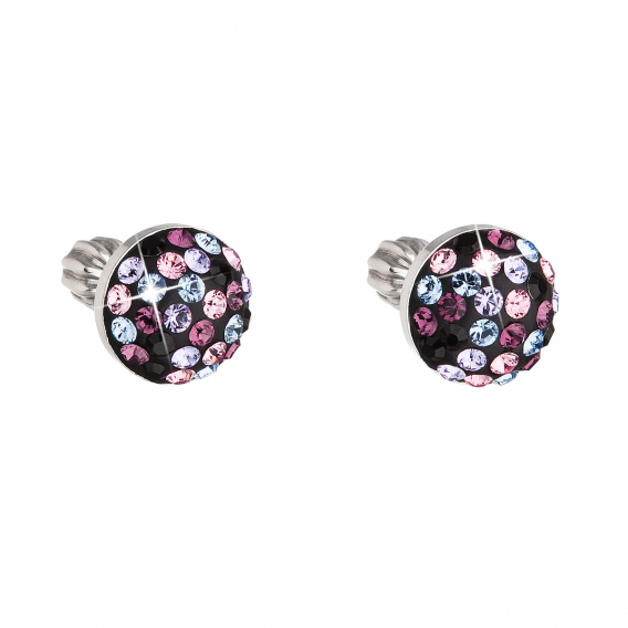 Obrázok pre Strieborné náušnice pecka s kryštálmi Swarovski mix farieb okrúhle 31336.3 magic violet