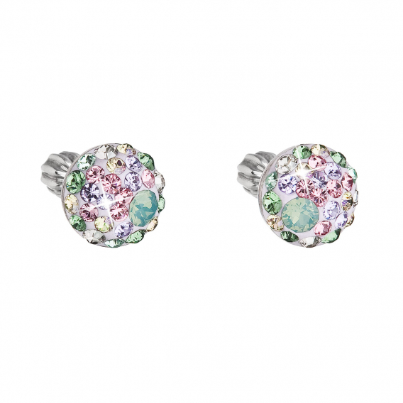 Obrázok pre Strieborné náušnice pecka s kryštálmi Swarovski mix farieb okrúhle 31336.3 sakura