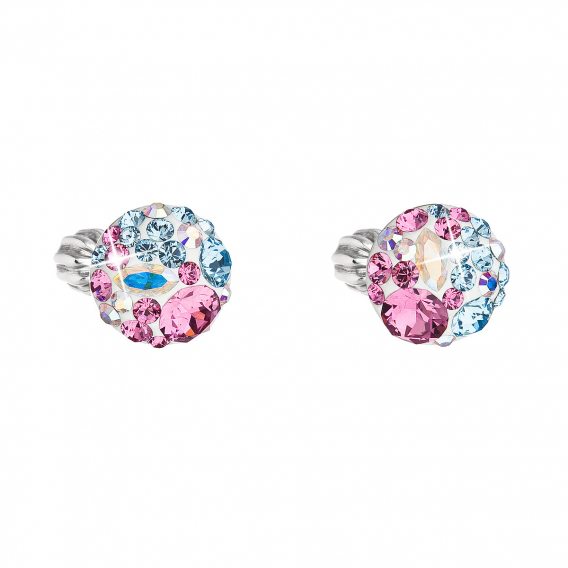 Obrázok pre Strieborné náušnice pecka s kryštálmi Swarovski mix farieb okrúhle 31336.3 water lilly