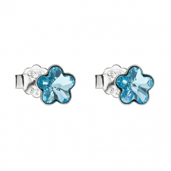 Obrázok pre Strieborné náušnice pecka s kryštálmi Swarovski modrá kytička 31080.3