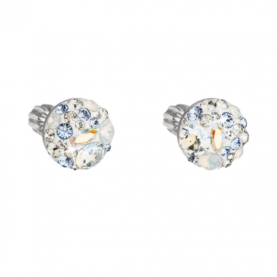 Obrázok pre Strieborné náušnice pecka s kryštálmi Swarovski modré okrúhle 31336.3 light sapphire