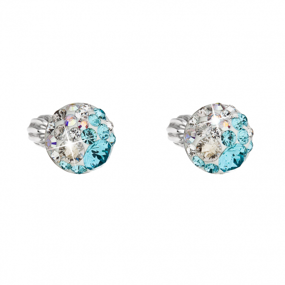 Obrázok pre Strieborné náušnice pecka s kryštálmi Swarovski modré okrúhle 31336.3 light turquoise