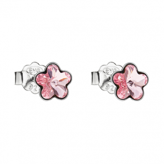 Obrázok pre Strieborné náušnice pecka s kryštálmi Swarovski ružová kvietka 31080.3