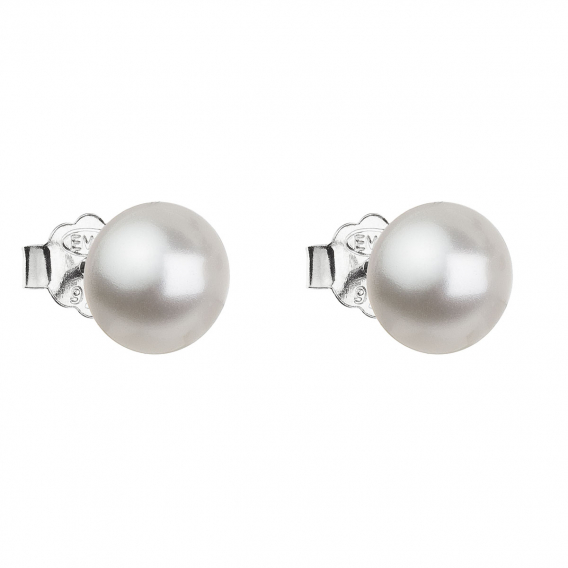 Obrázok pre Strieborné náušnice pecka s perlou Swarovski biele okrúhle 31142.1